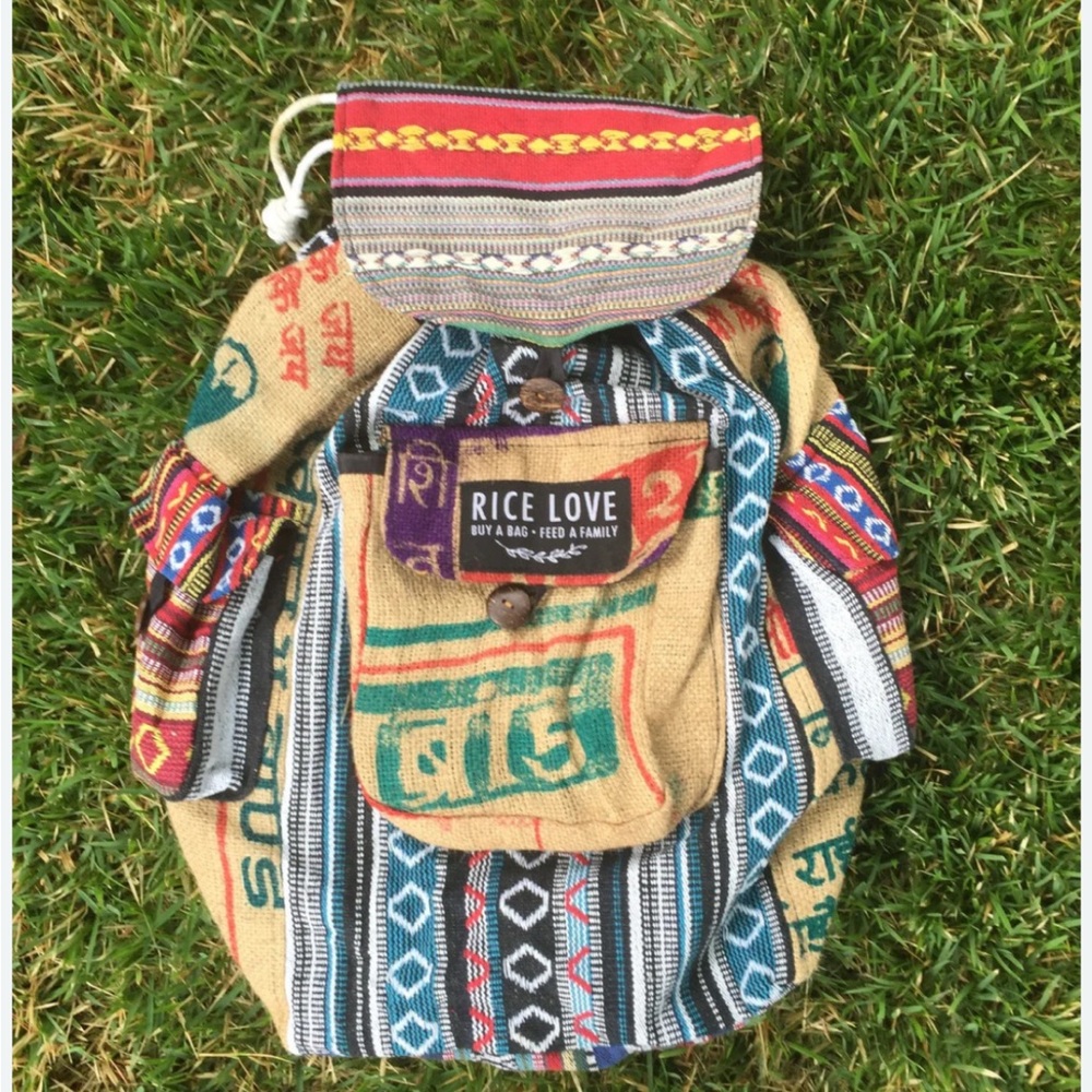 Rice Love Backpack- Boho style, Multi Color